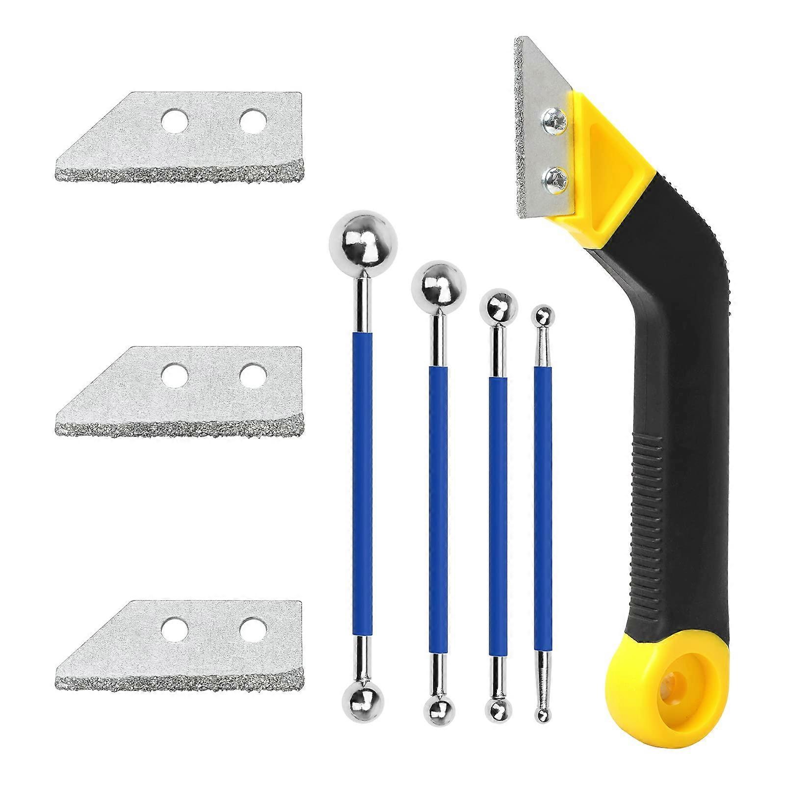 Grout Removal Tool with Angled Tile Grout Saw, Replaceable Blades and Ergonomic AntiSlip Handle