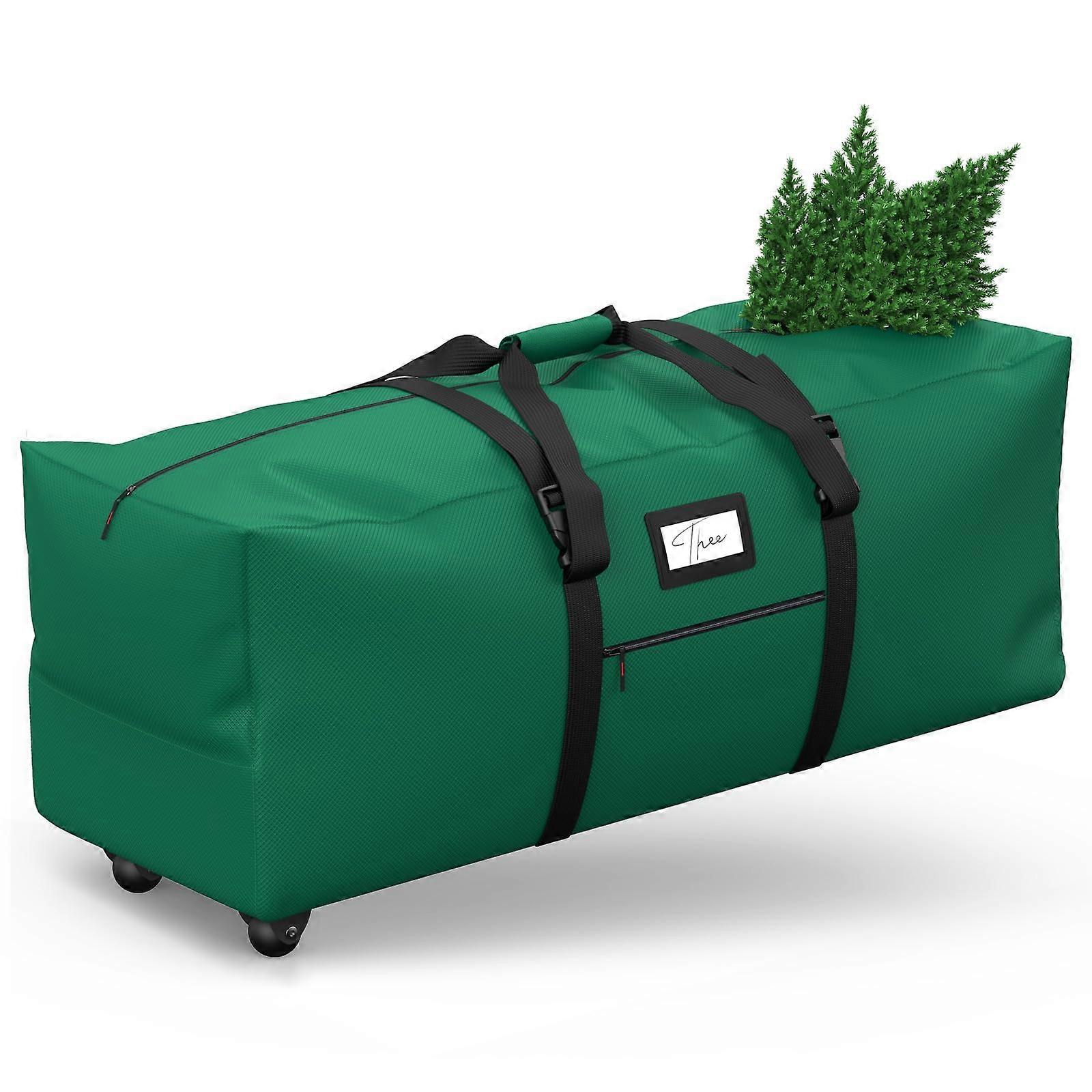 Christmas Tree Storage Bag with Wheels, Extra Large 9ft Artificial Tree Organizer, Heavy Duty Green
