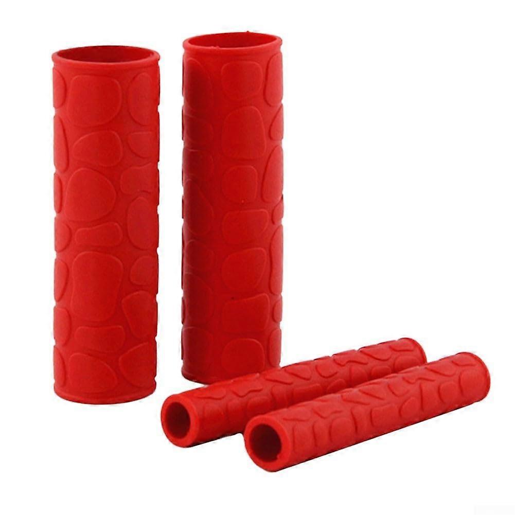 Motorcycle Handlebar Grip Covers 4pcs AntiSlip Soft Rubber Universal Fit Easy Install Red