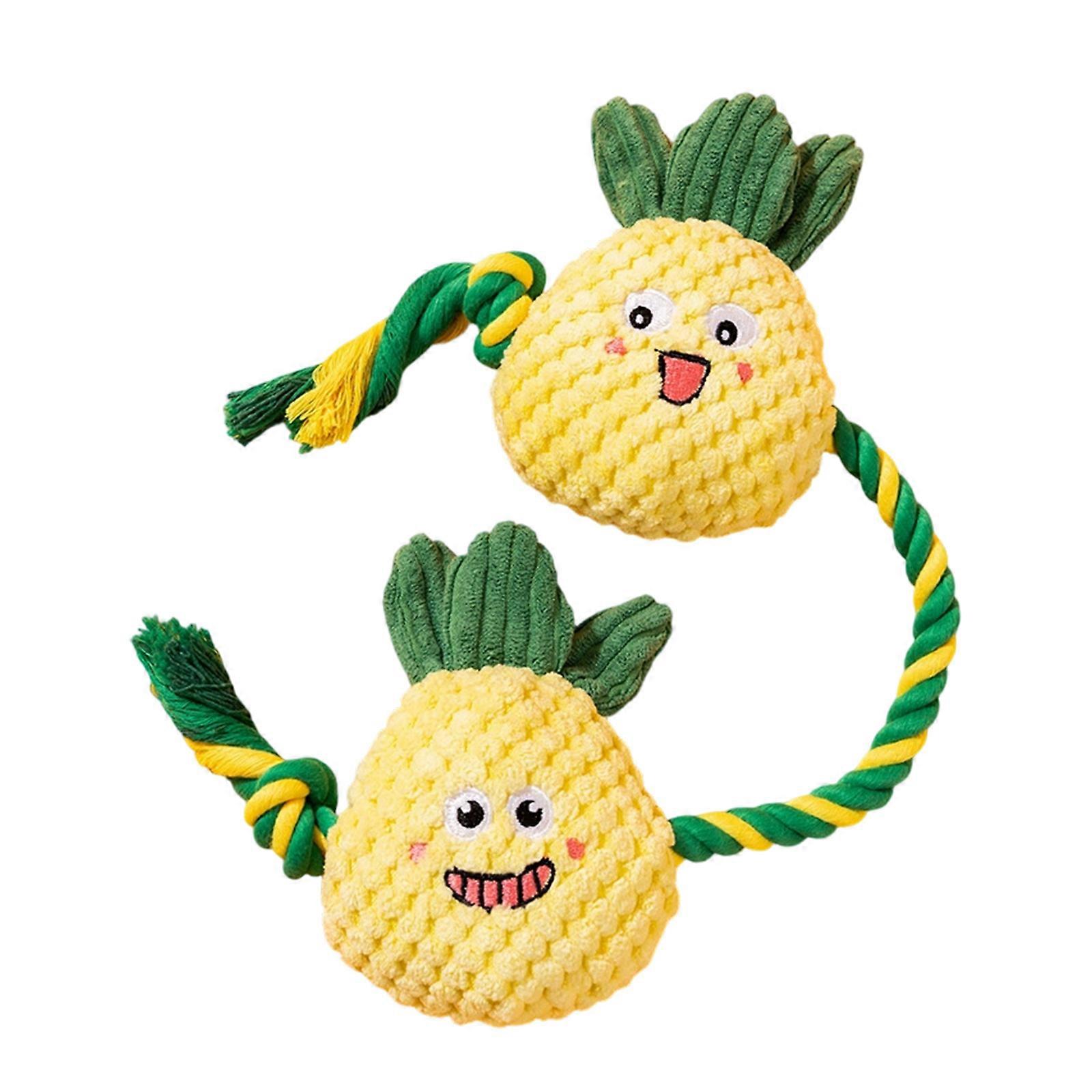 Fruit Theme Interactive Plush Dog Squeaky Toy for Tug Game Safe Fetching Activity Cotton Rope Toy Promotes Healthy Play Multicolor