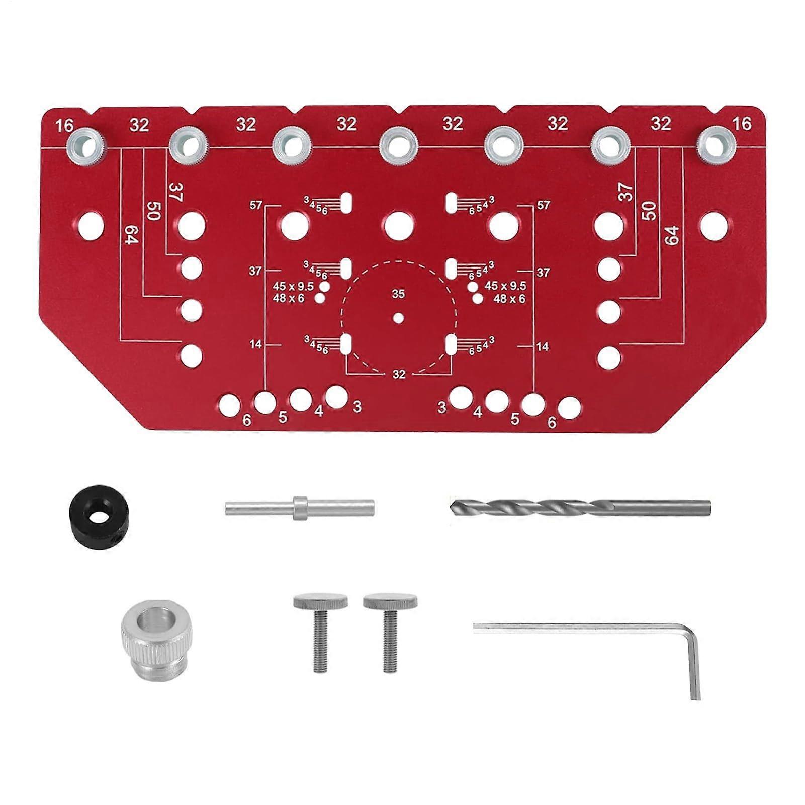 Cabinet Hardware Jig with Precision Hinge Alignment, Adjustable Drill Guide for Woodworking