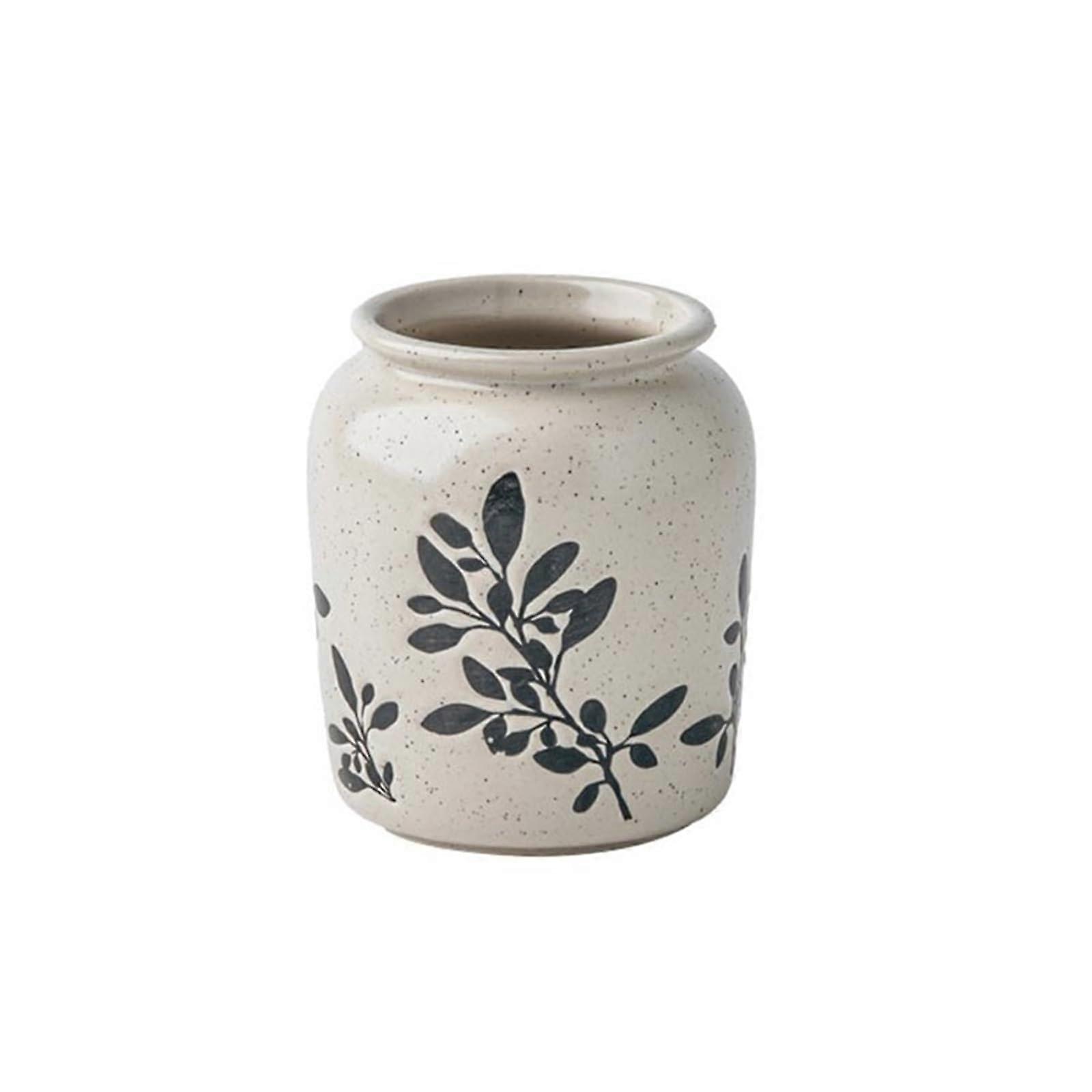 Large Black Ceramic Utensil Holder for Kitchen Counter with Wide Opening and Stable NonTip Base