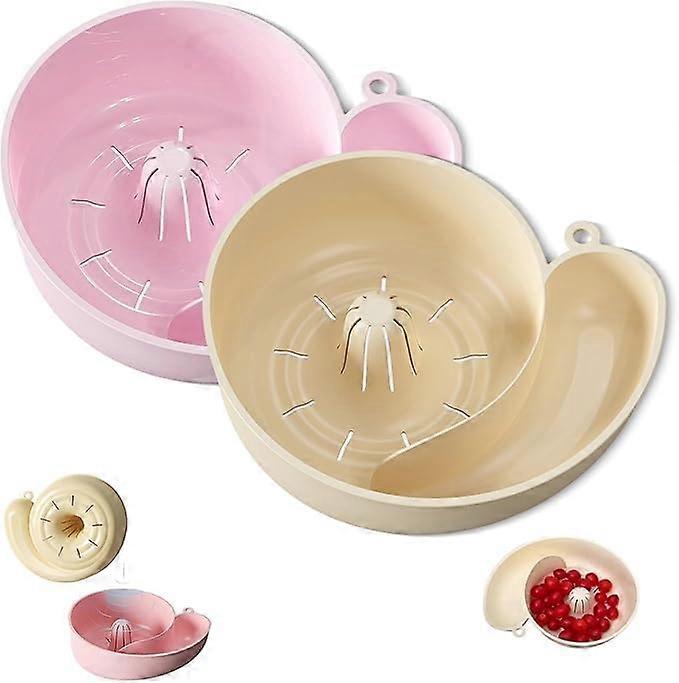 Vegetable Fruit Washer with SnailShaped Drain Basket, 4 in 1 Salad Spinner and Storage Bowl Pink White