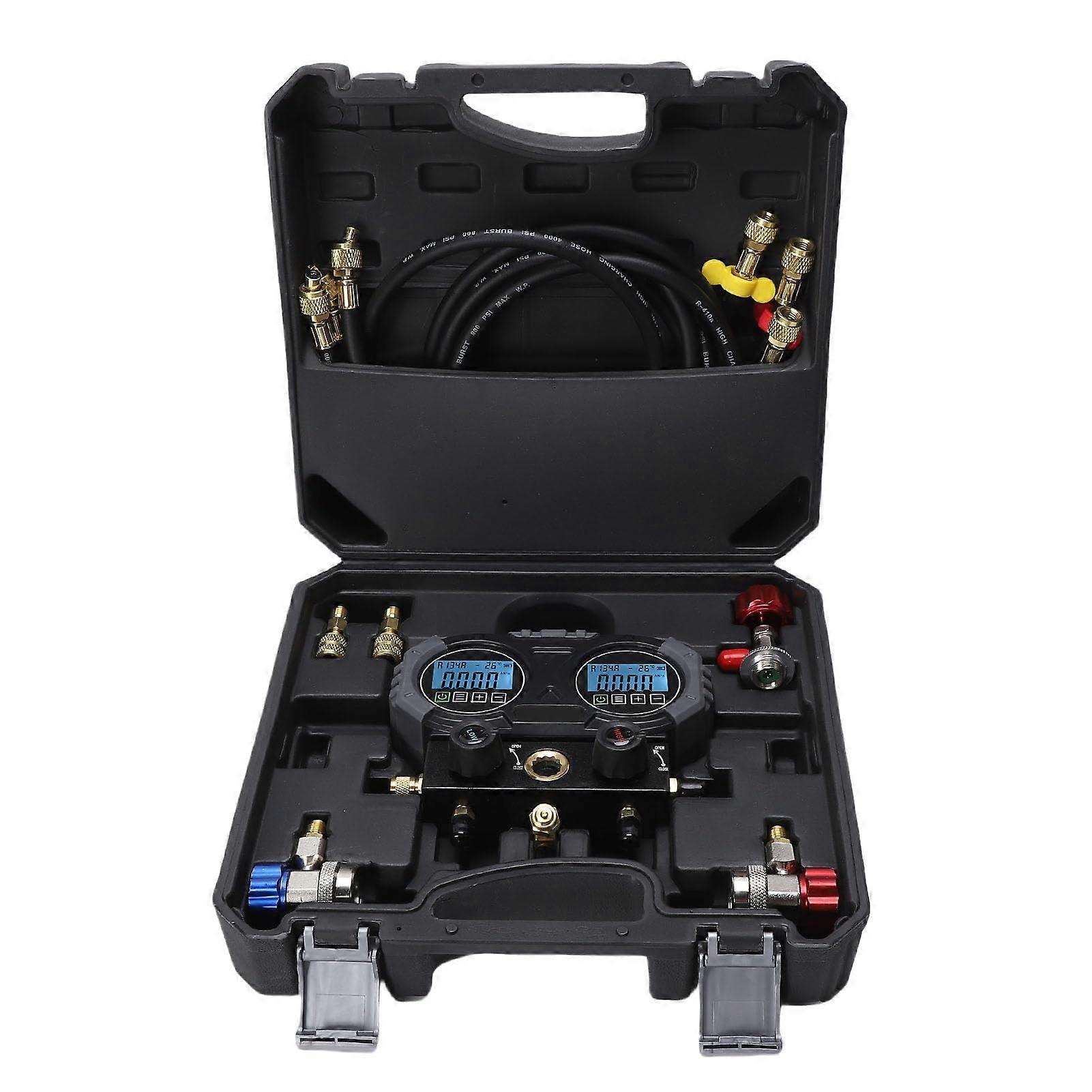 HVAC Digital Manifold Gauge with LCD Screen for Refrigerant Charging Recovery and Vacuum Testing