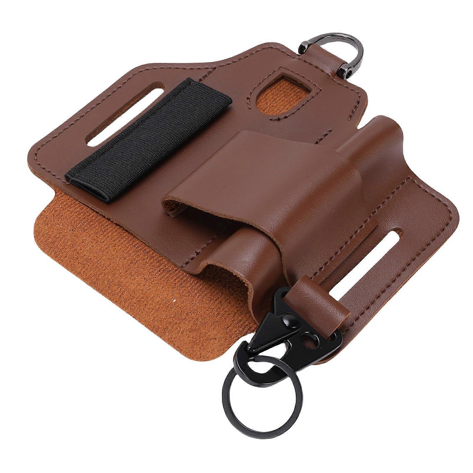 Leather Multitool Sheath PU Leather EDC Tool Belt Pouch Organizer for Camping Hiking Brown