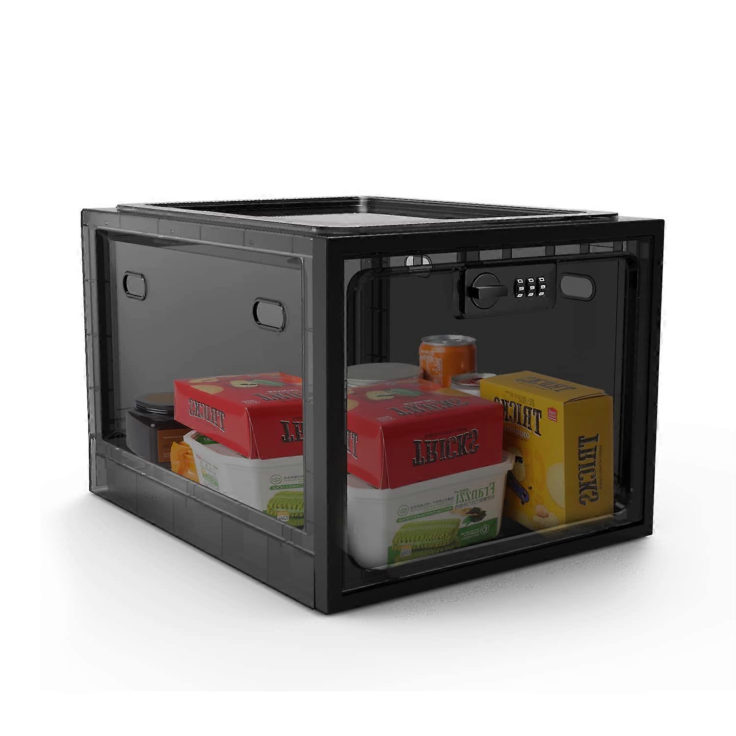Lockable Storage Box with Childproof Combination Lock for Medicines, Food and Electronics, Translucent Black