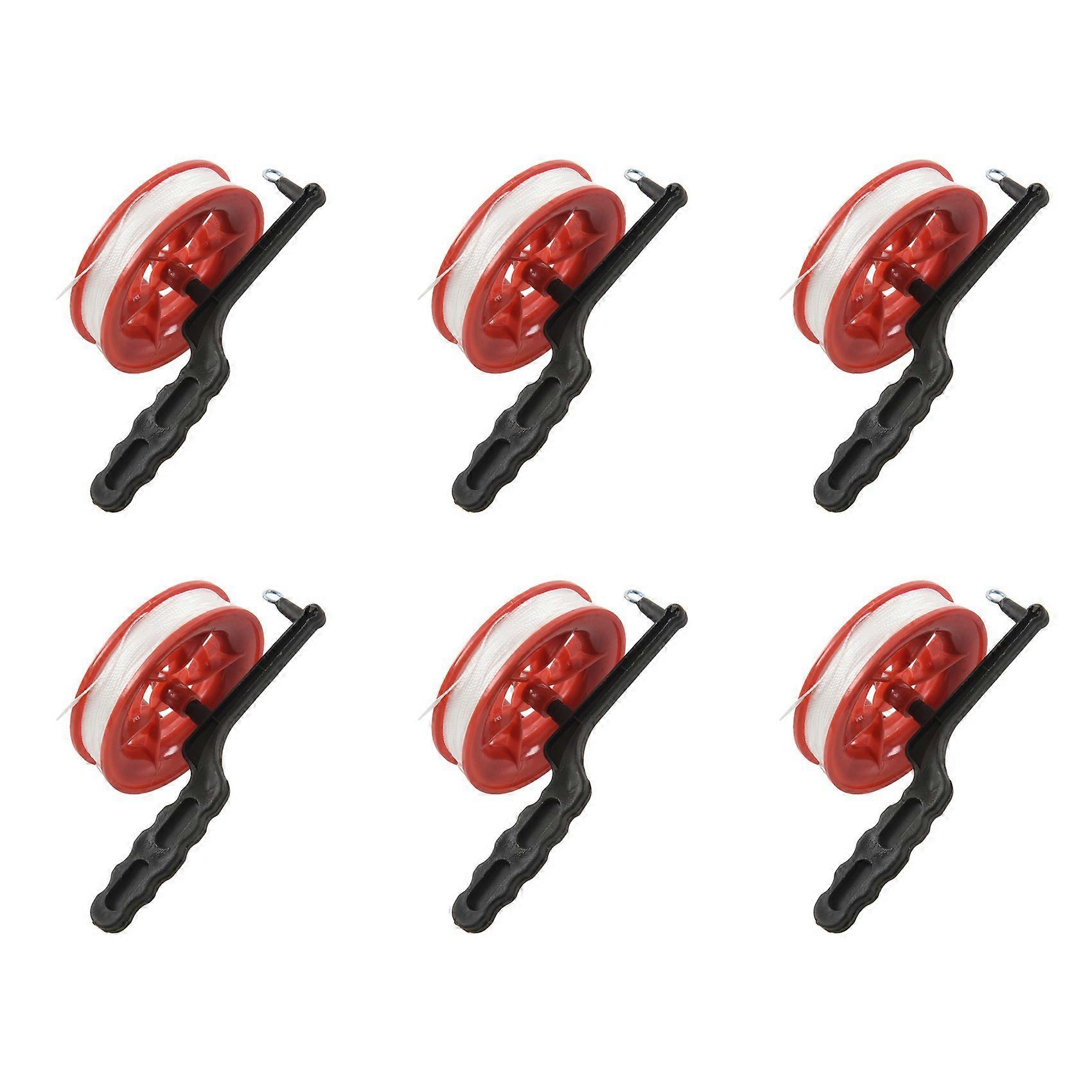 6pcs 100M Twisted String Line Red Wheel Kite Reel Winder