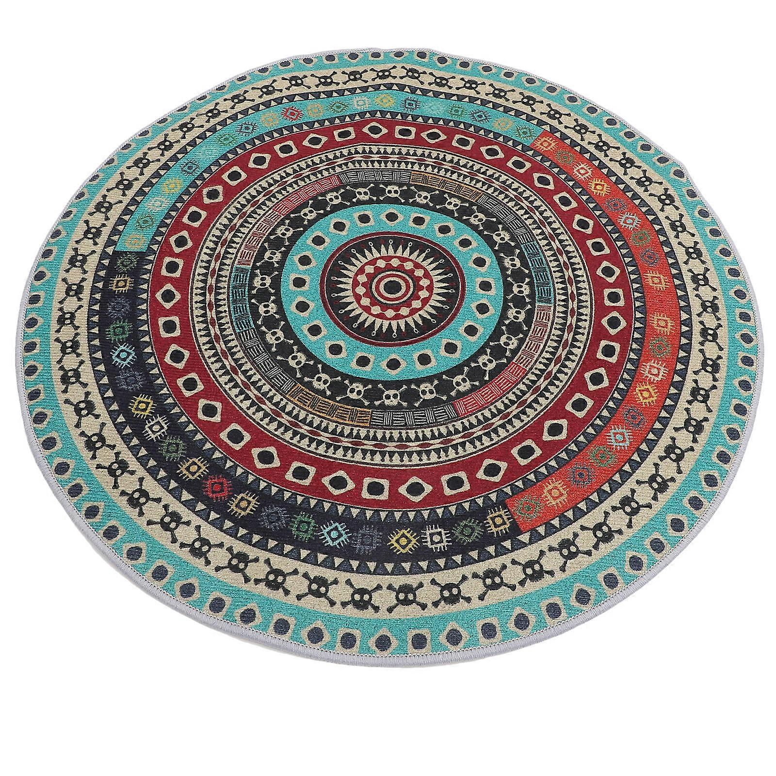 Boho Round Rug Washable Decorative Anti-Slip Polyester Multi-Colored 60X60X0.5CM 1Set