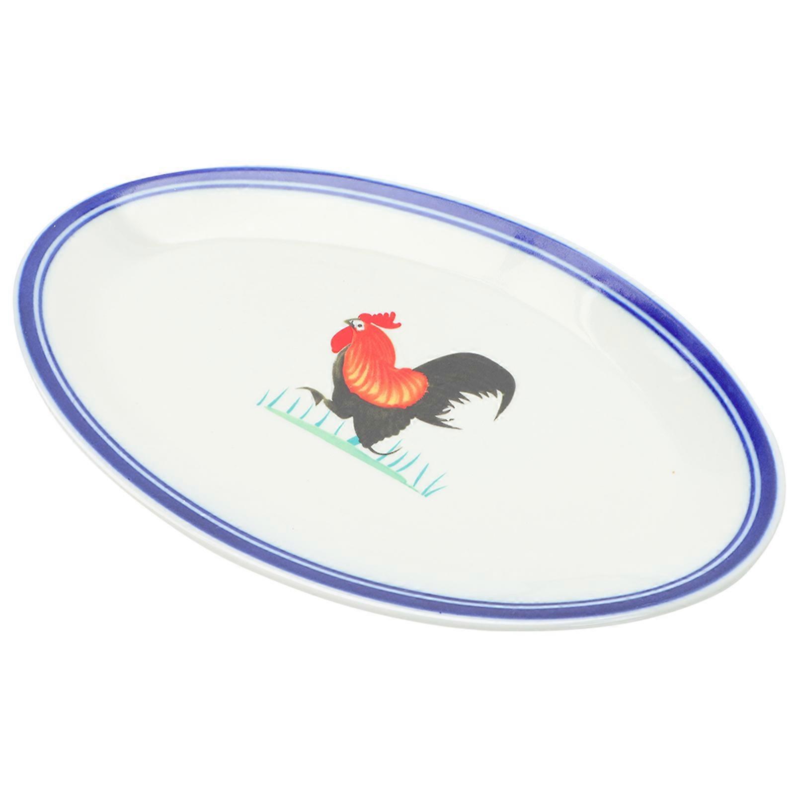 Oval Enamel Plates For Home Use Featuring Delicate Pattern Design In 24.5X15CM Size 1PC