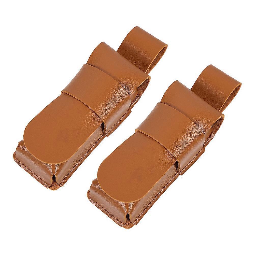 Portable Harmonica Case 2Pcs Durable Storage Cover Brown For Harmonica Enthusiasts Music Practice