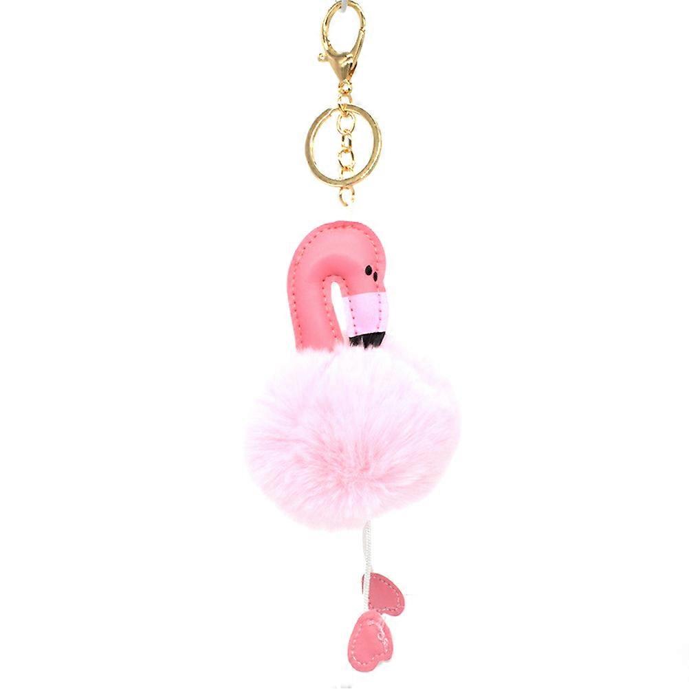 Flamingo Keychain Ball Decoration Accessory for Keys Pink