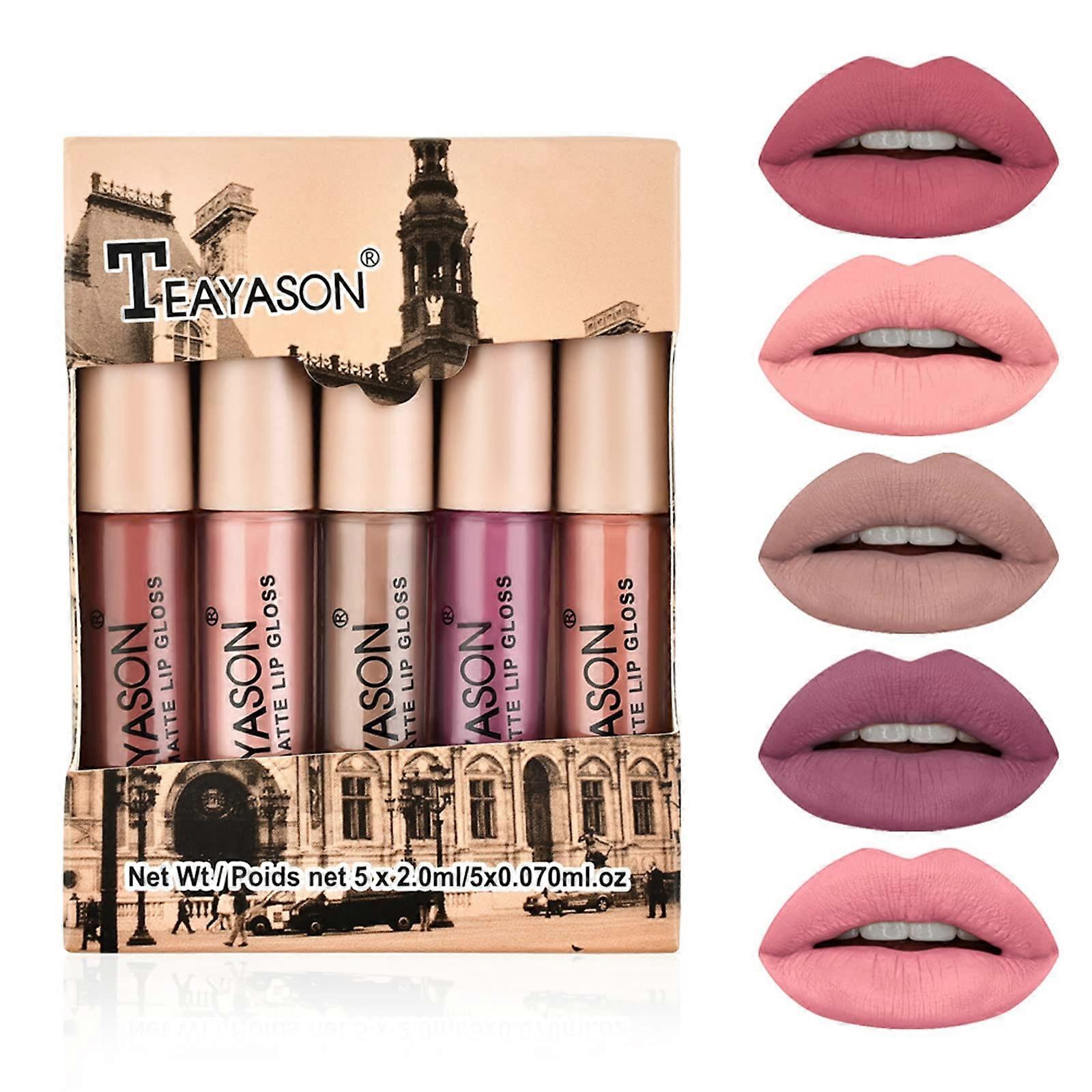 5 Piece Long Lasting Lipstick Set with Smooth Buildable Formula and Five Complementary Shades