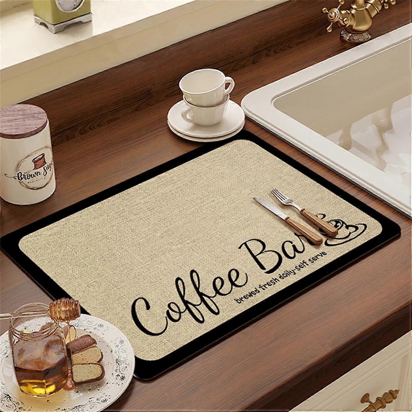 Dish Drying Mat 40x60cm Beige Brown Quick Drying Absorbent AntiSlip for Kitchen Counter Sink