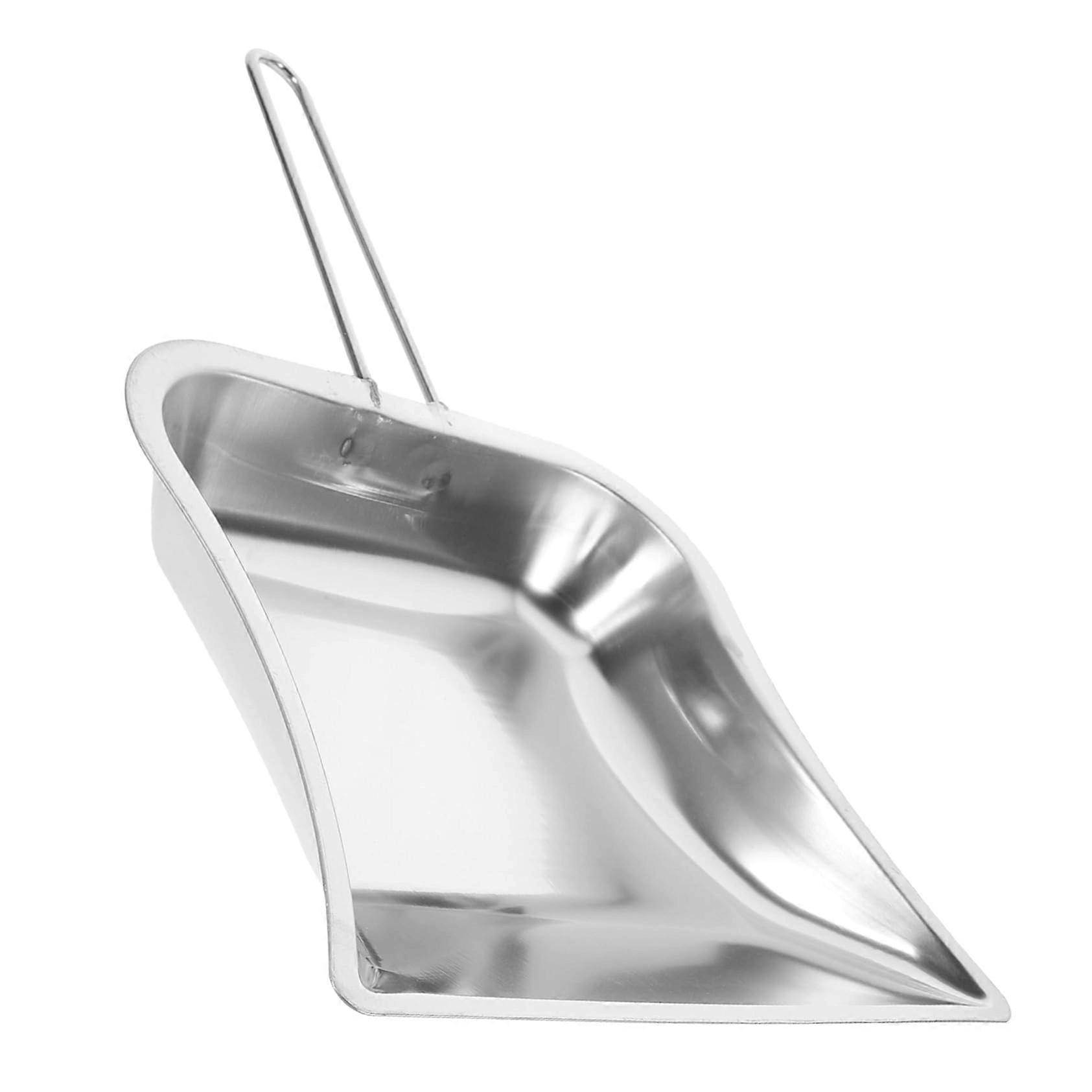 2Pcs Stainless Steel Dustpan Set with Handle for Kitchen Office Cleaning Smooth Polished Surface