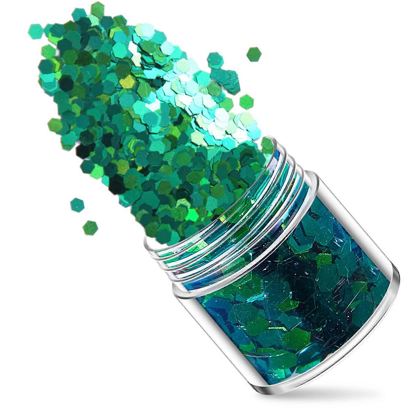 Nail Art Glitter Set 12 Boxes Hexagonal Green Sequins for Nails and Crafts