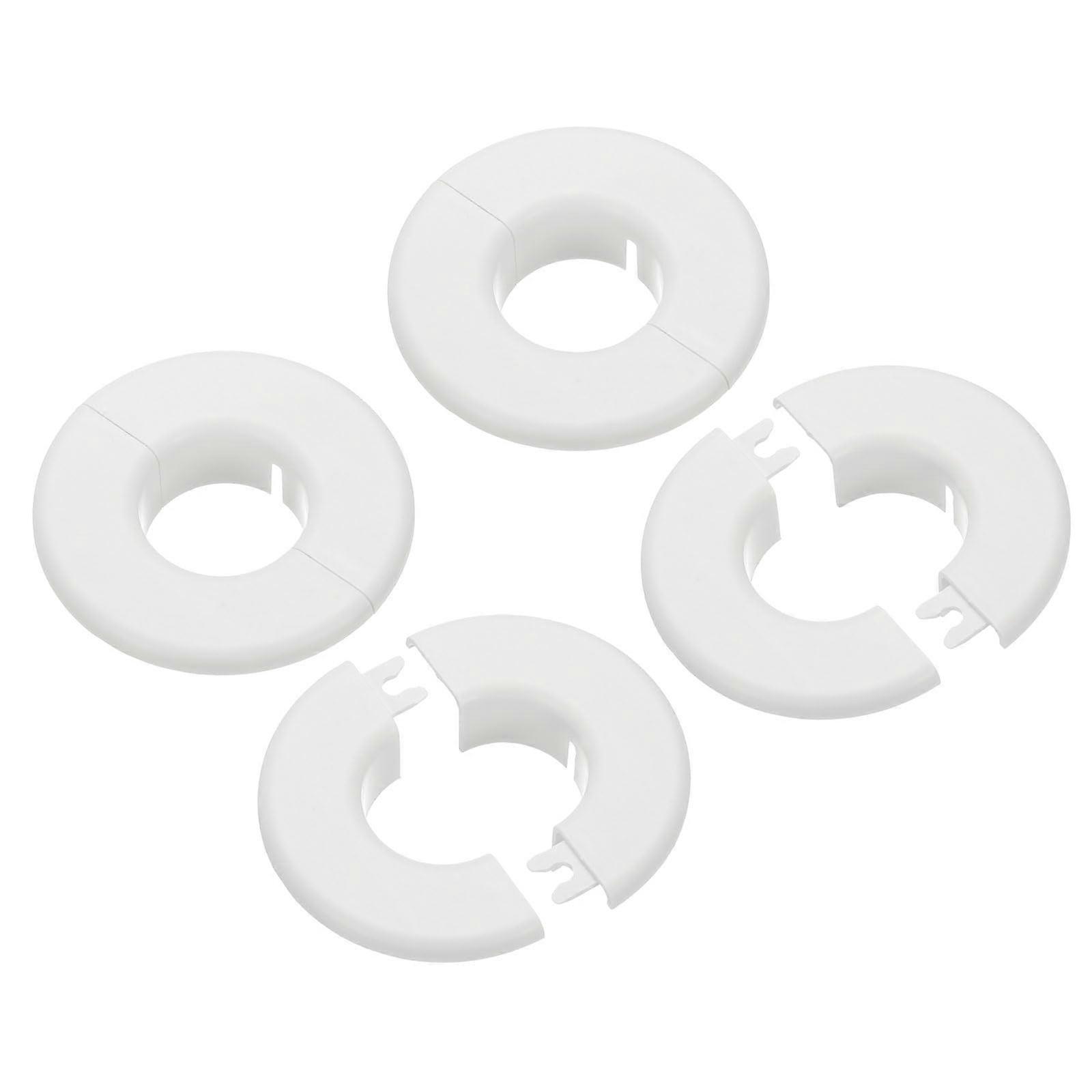 Pipe Flange Cover 1.5' 4pcs White Round Split Wall Escutcheon Plate Fits Multiple Pipe Sizes