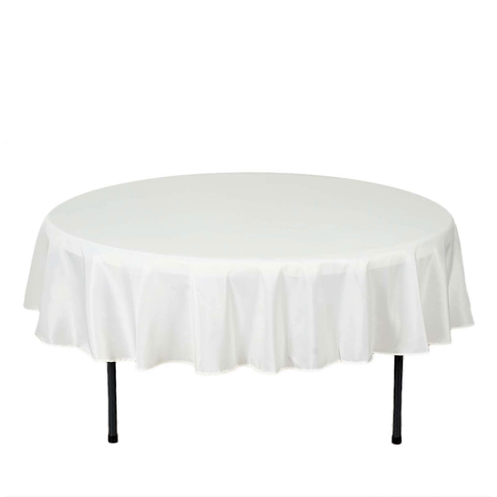 5 Pack | 70" Round Ivory Polyester Linen Tablecloth