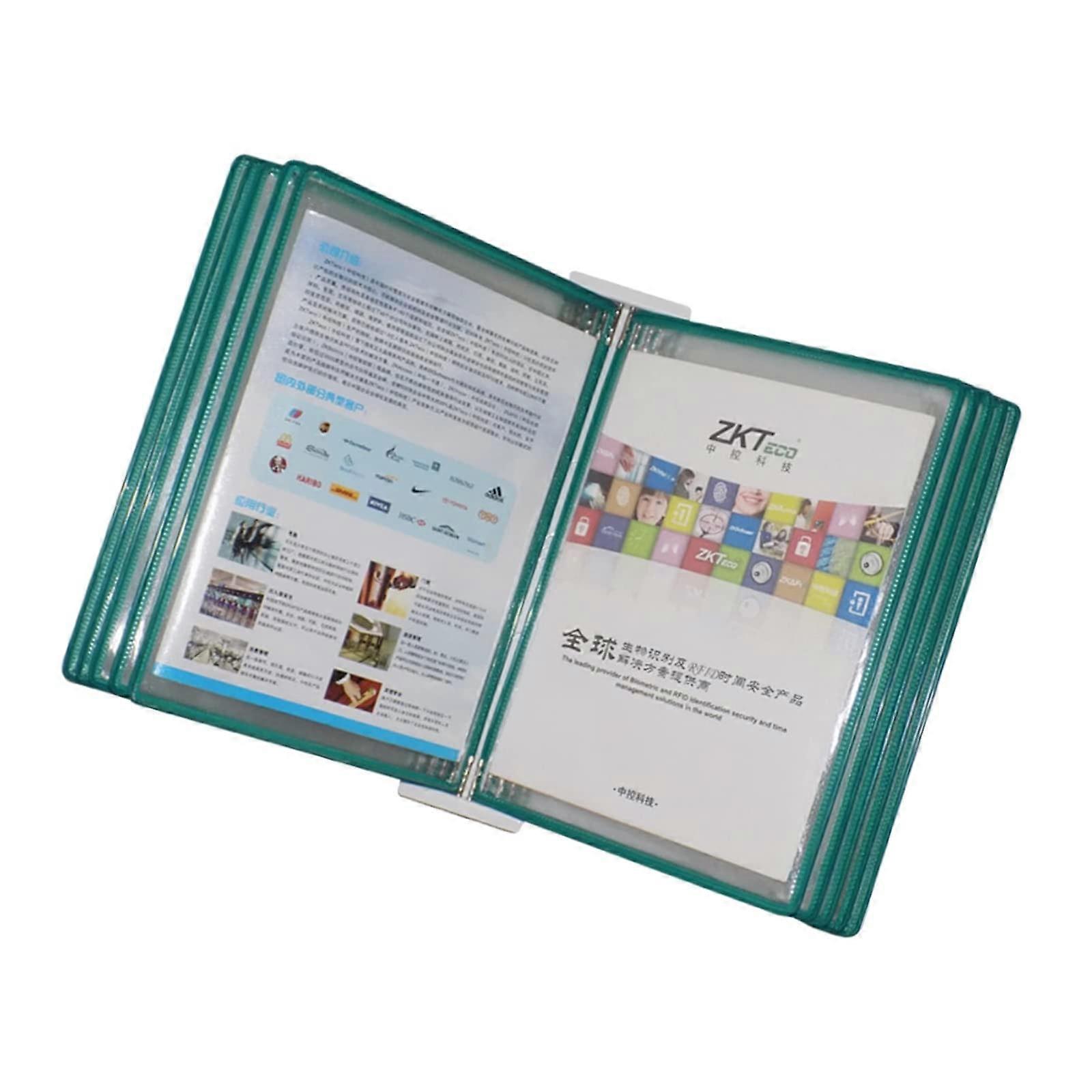 A4 Wall Mount Document Display Rack with 10 DoubleSided Panels, Nonreflective Matte Finish, Green