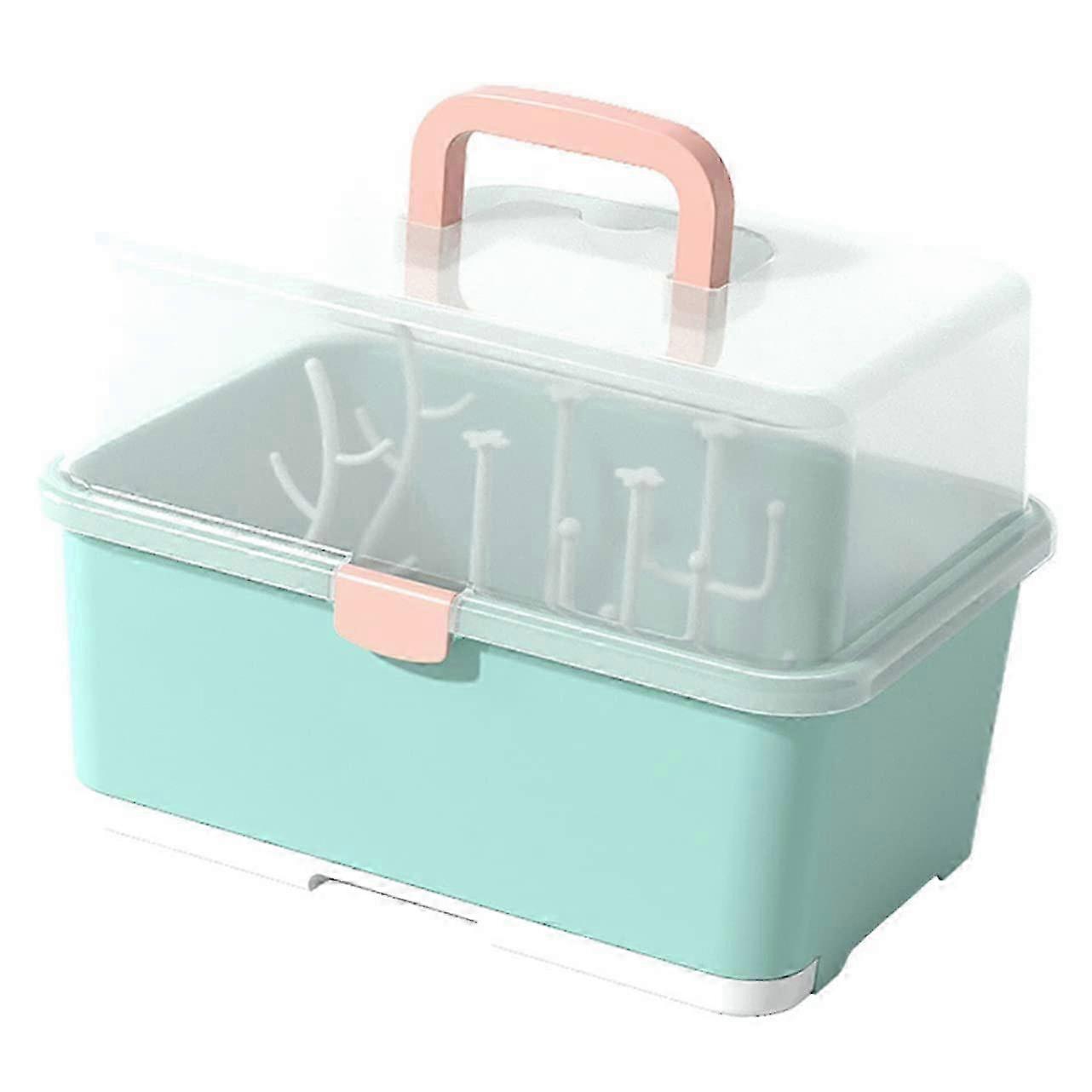 Baby Bottle Drying Rack with Dustproof Lid and Drainage Tray, SpaceSaving Organizer for Accessories