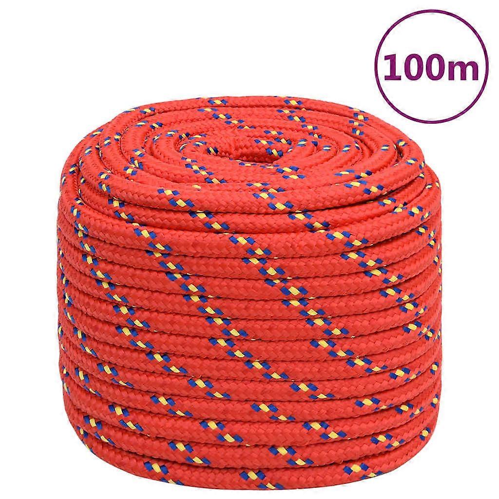 vidaXL Boottouw 16 mm 100 m polypropyleen rood