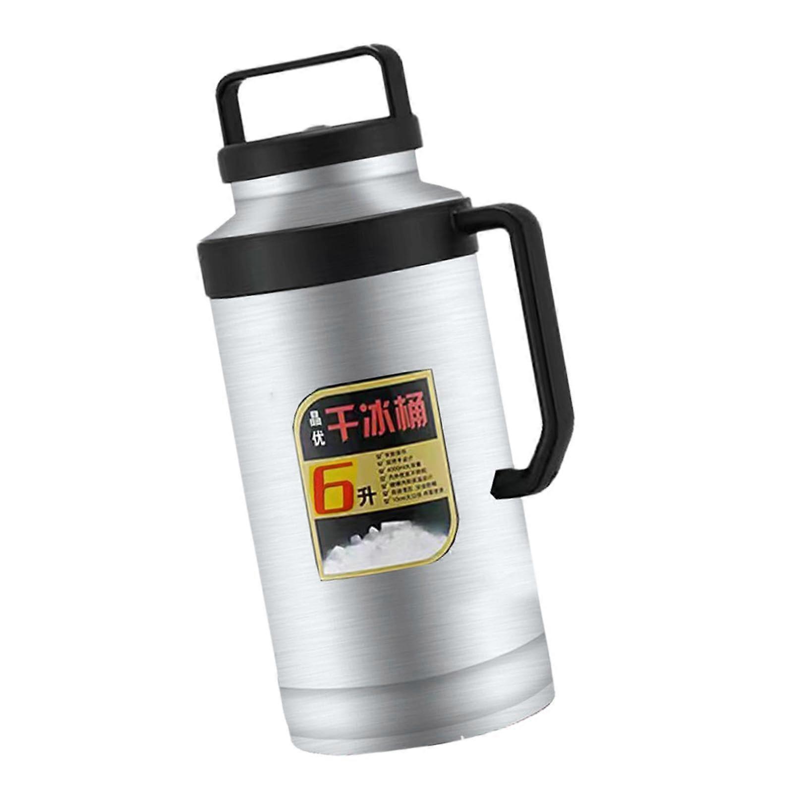 6L Silver Dry Ice Storage Container with Automatic Pressure Relief for Catering Events