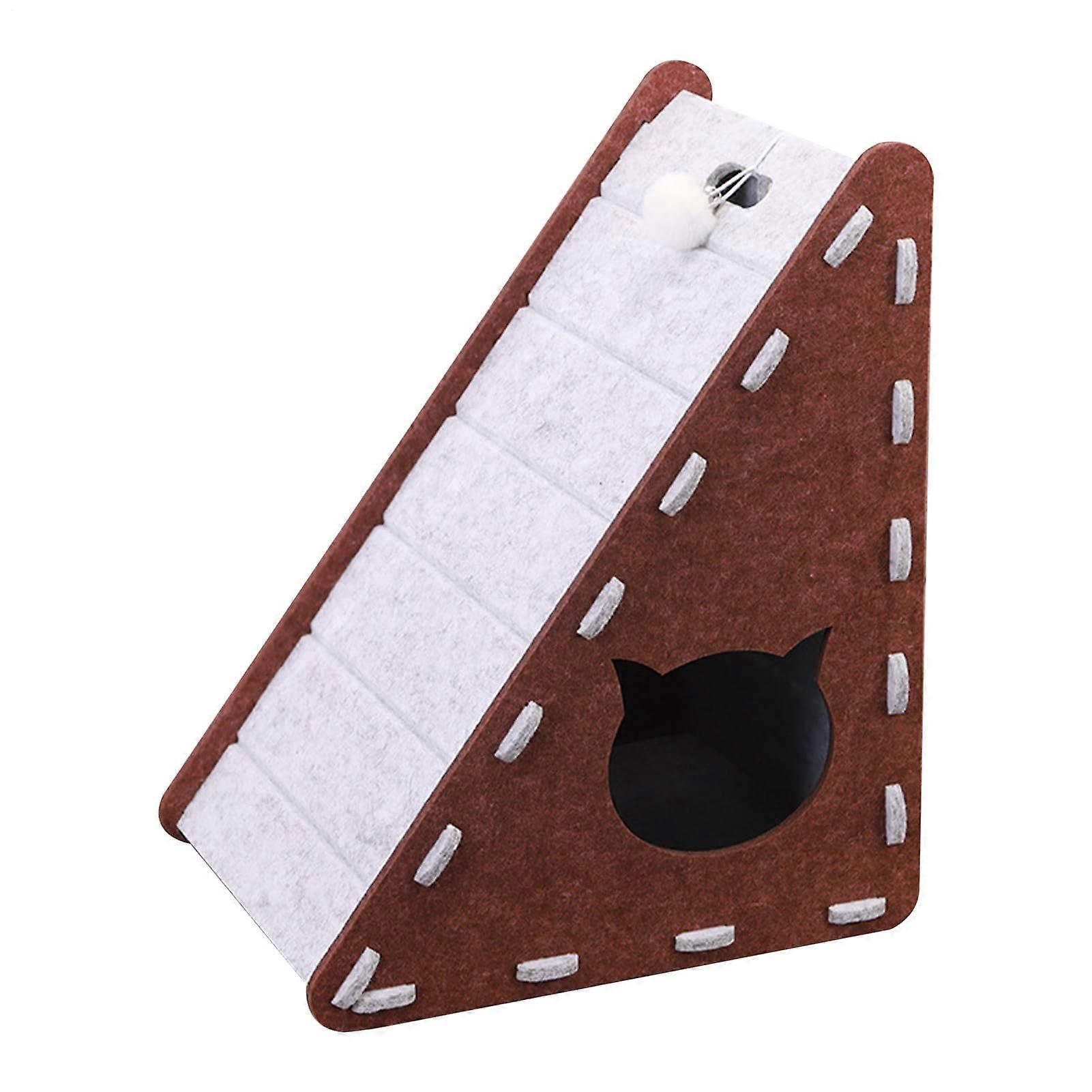 Triangular Felt Cat Scratching Board with WearResistant Surface, LShaped SpaceSaving Design, Brown