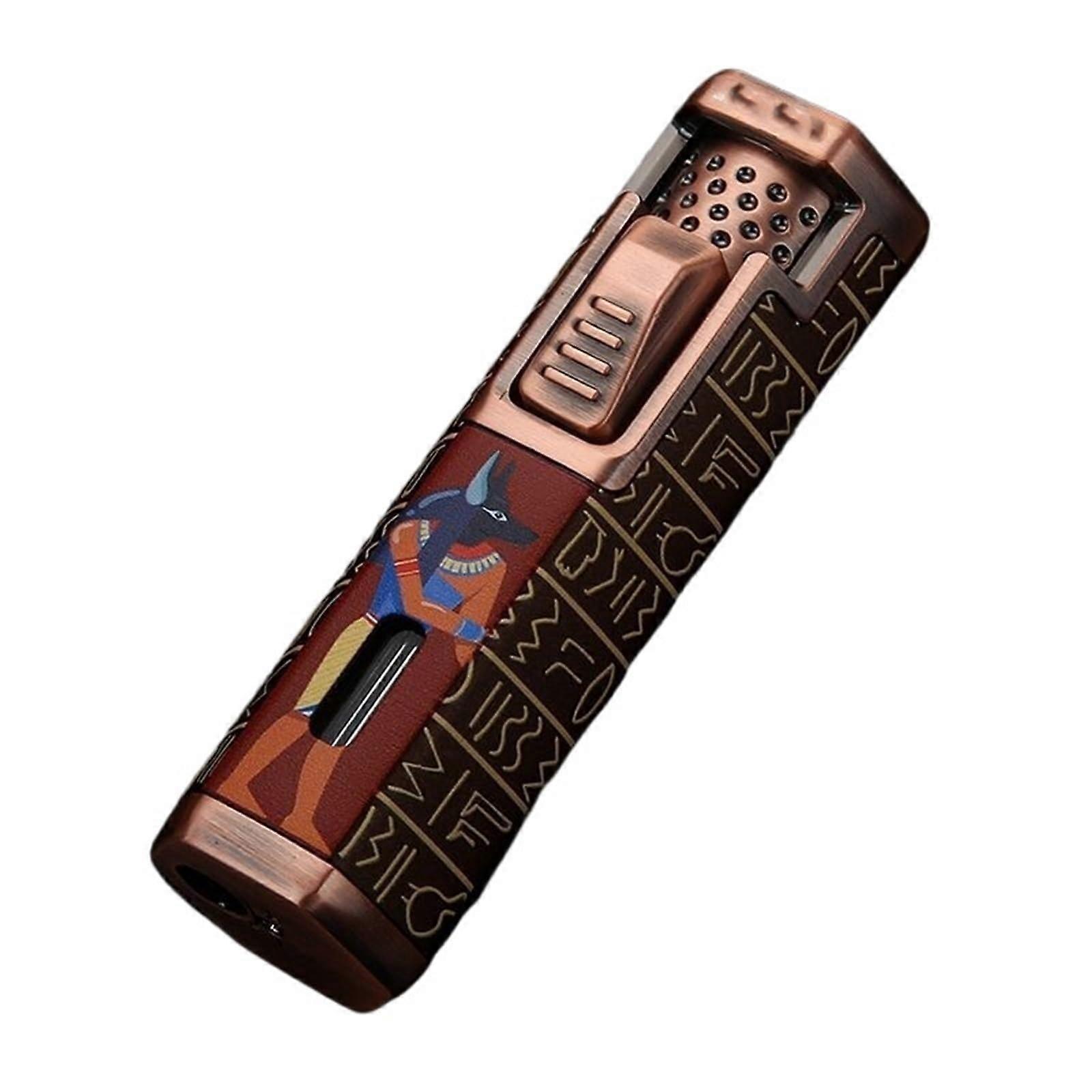 Vintage Brass Windproof Butane Lighter Refillable Zinc Alloy Adjustable Flame for Camping