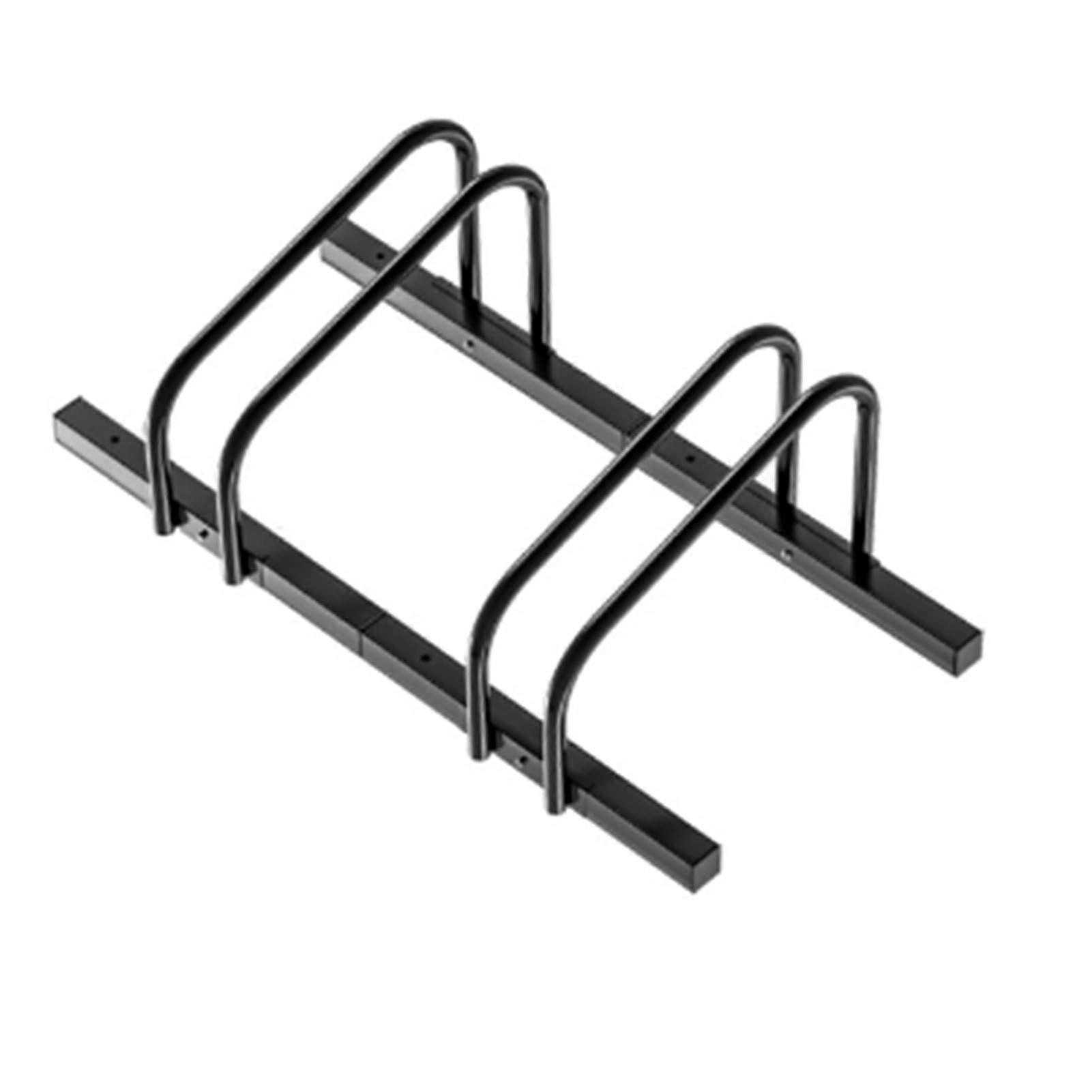 Floor Mounted Bike Rack for Two Bicycles Secure SpaceSaving Stand Fits Mountain Bikes