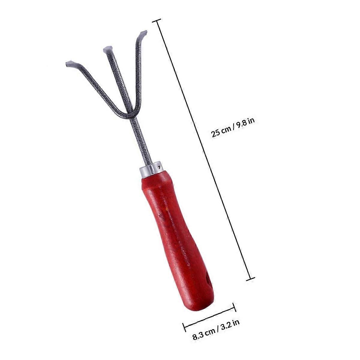Garden Rake Metal Three-Tooth Tool for Cleaning Leaves 2Pcs Practical
