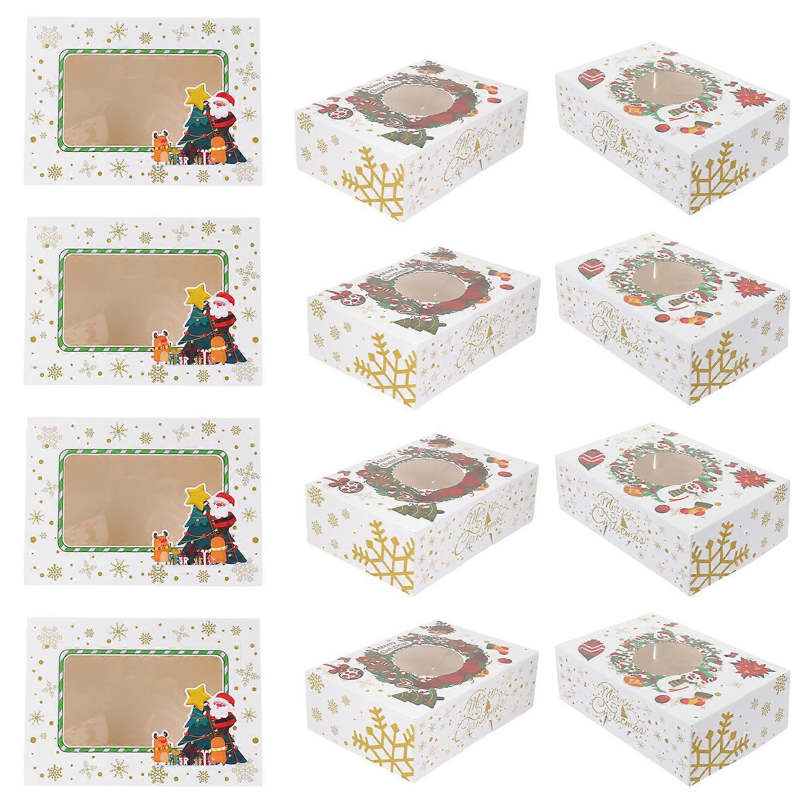 Christmas Cake Box Paper Packaging for Storage Use 12Pcs with Window