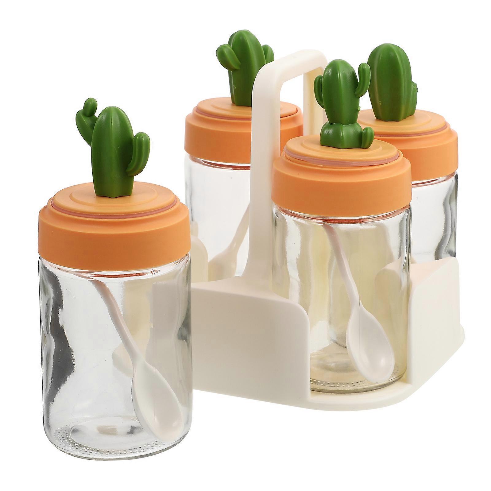 Spice Jar Kitchen Cactus Condiment Container for Storage Use 4Pcs