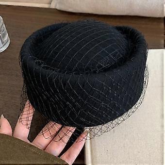 Mesh Bow Woolen Beret French Elegant Luxurious Autumn and Winter Retro Atmosphere Top Dome Beret Hats
