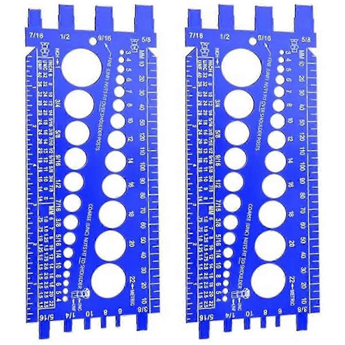 2 Pc Nut Bolt Thread Checker Gauge Size Measure Identifier Tool Set