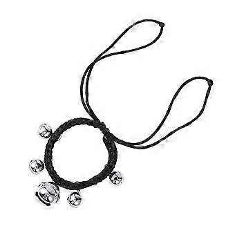 Pet Neck Ring Hand Woven Necklace Adjustable 2Pcs Bell Collar Black