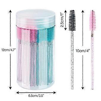 100PCS Crystal Mascara Wands Disposable Eyelash Eyebrow Spoolie Brush for Makeup Eyelash Extensions(Blue)