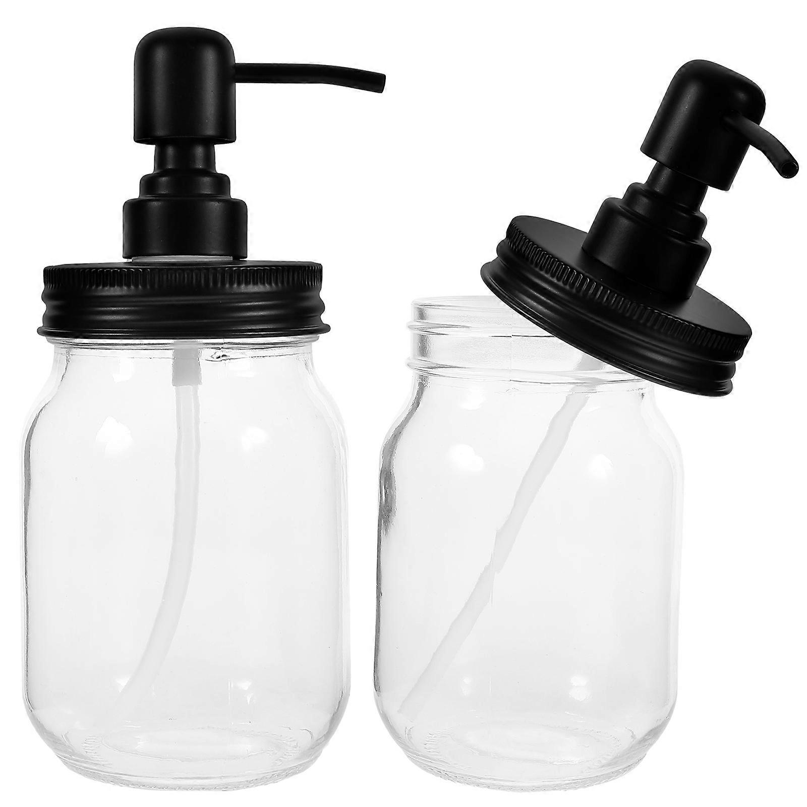 Pump Lid Canning Jars Transparent Storage Jar for Kitchen 2Pcs
