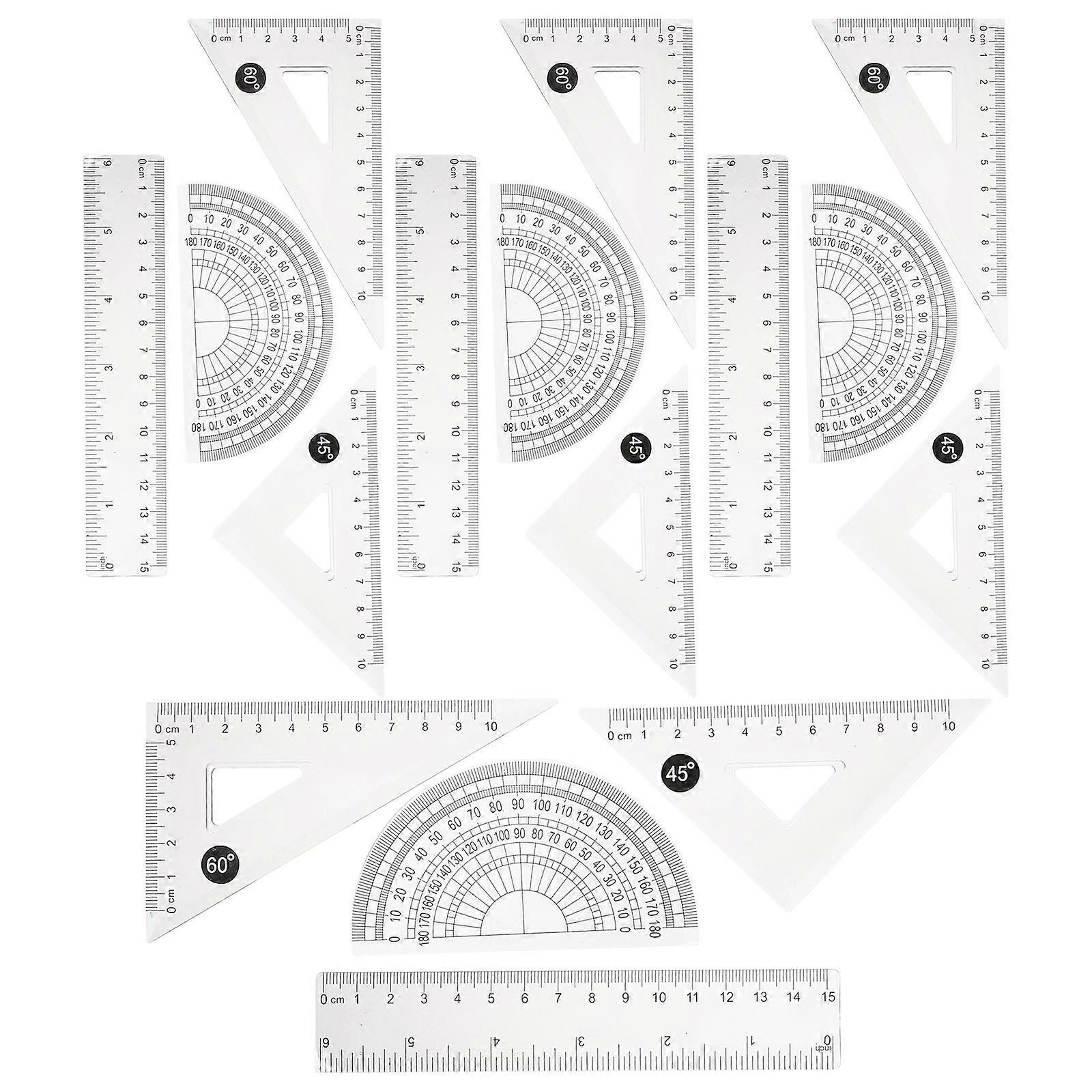 Drawing Ruler Transparent Plastic Ruler Measuring Tool for 4Sets