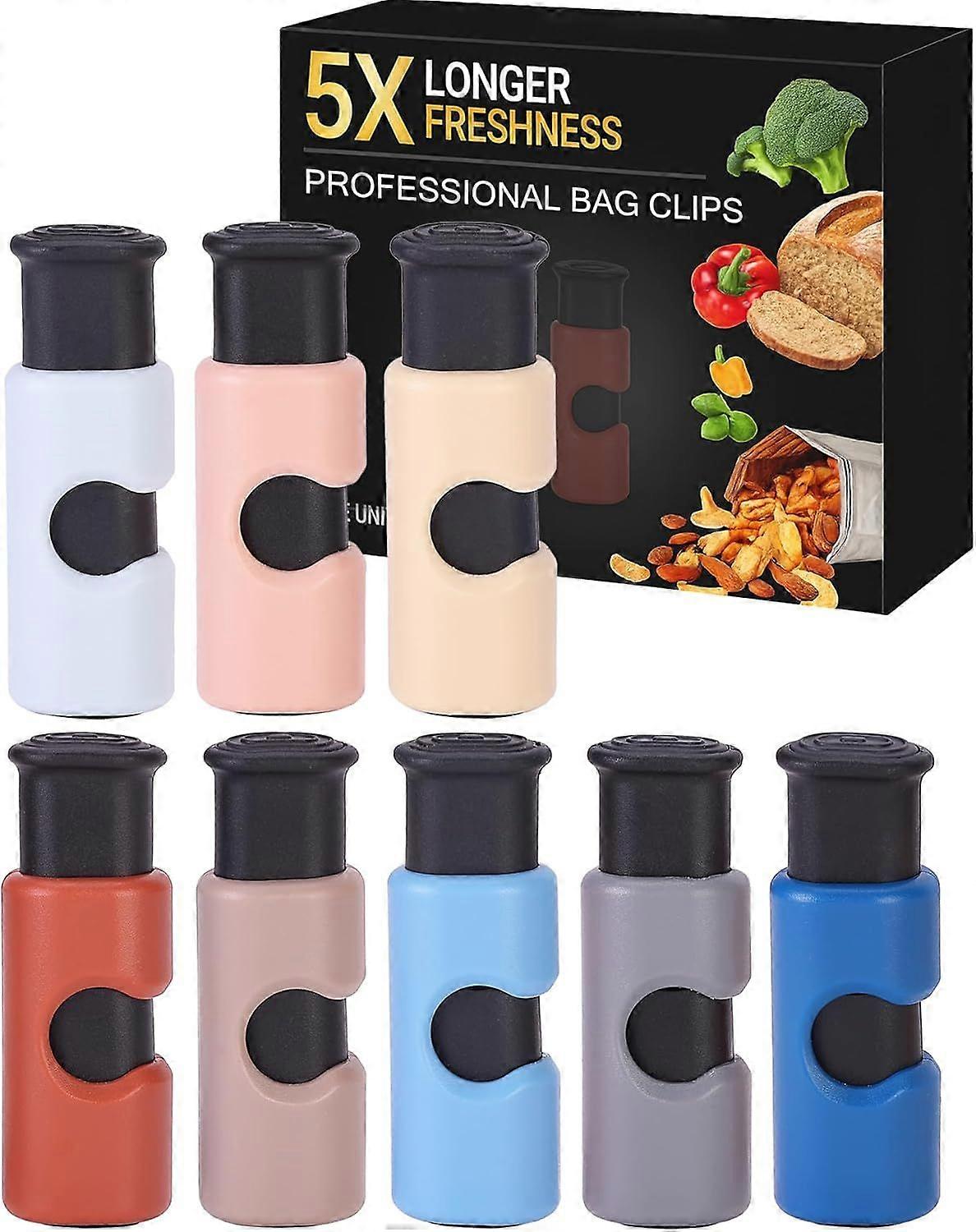 Squeeze and Lock Bread Bag Clips, 8 Pack, Multicolor, Reusable