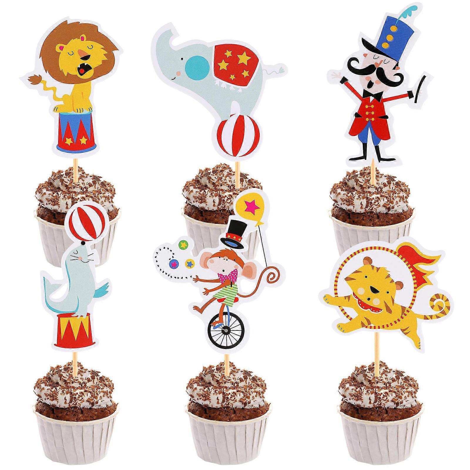Animal Insert Flags Cartoon Cake Decor for Decoration 72Pcs Set