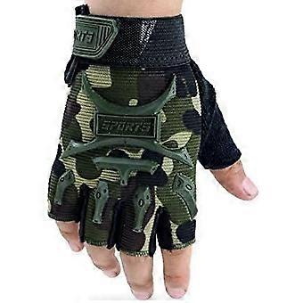 Kids Half Finger Cycling Gloves, Anti-Slip Breathable Sports Gloves for Boys Girls, Protection for Bike, Scooter, Skateboard - Two Sizes