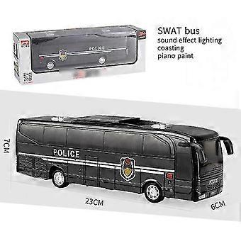 (1 set) Children's School Bus School Bus Police School Bus Fire Toy Car (Police Bus C1911 (Black) - Inertia)