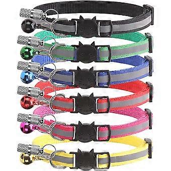 Cat Breakaway Collar Personalized Reflective Adjustable Pet Collars with Bells & Anti-Lost Cat ID Tag Barrel Tube Pendant Kitty Collars for Girl Boy P