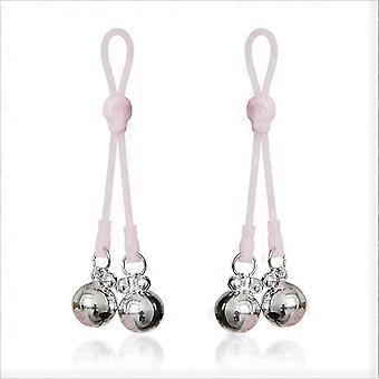 Adjustable Nipple Clips with Bells Luminous Non Piercing Breast Nipple Clamps Skull Noose Nipple Jewelry (Pink Silver)  Pink Silver