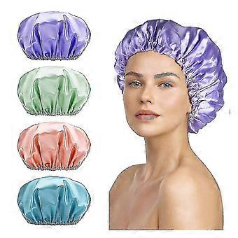 4 Pcs Reusable Shower Caps for Women, Effective Hair Protection Hair Caps