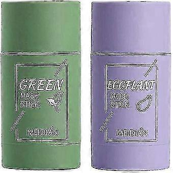 Green Tea Mask Stick, 2 Pack Green Tea Cleansing Mask Stick, Green Mask Stick For Face Moisturizes Oil Control, Deep Clean Pore, Improves Skin,blackhe