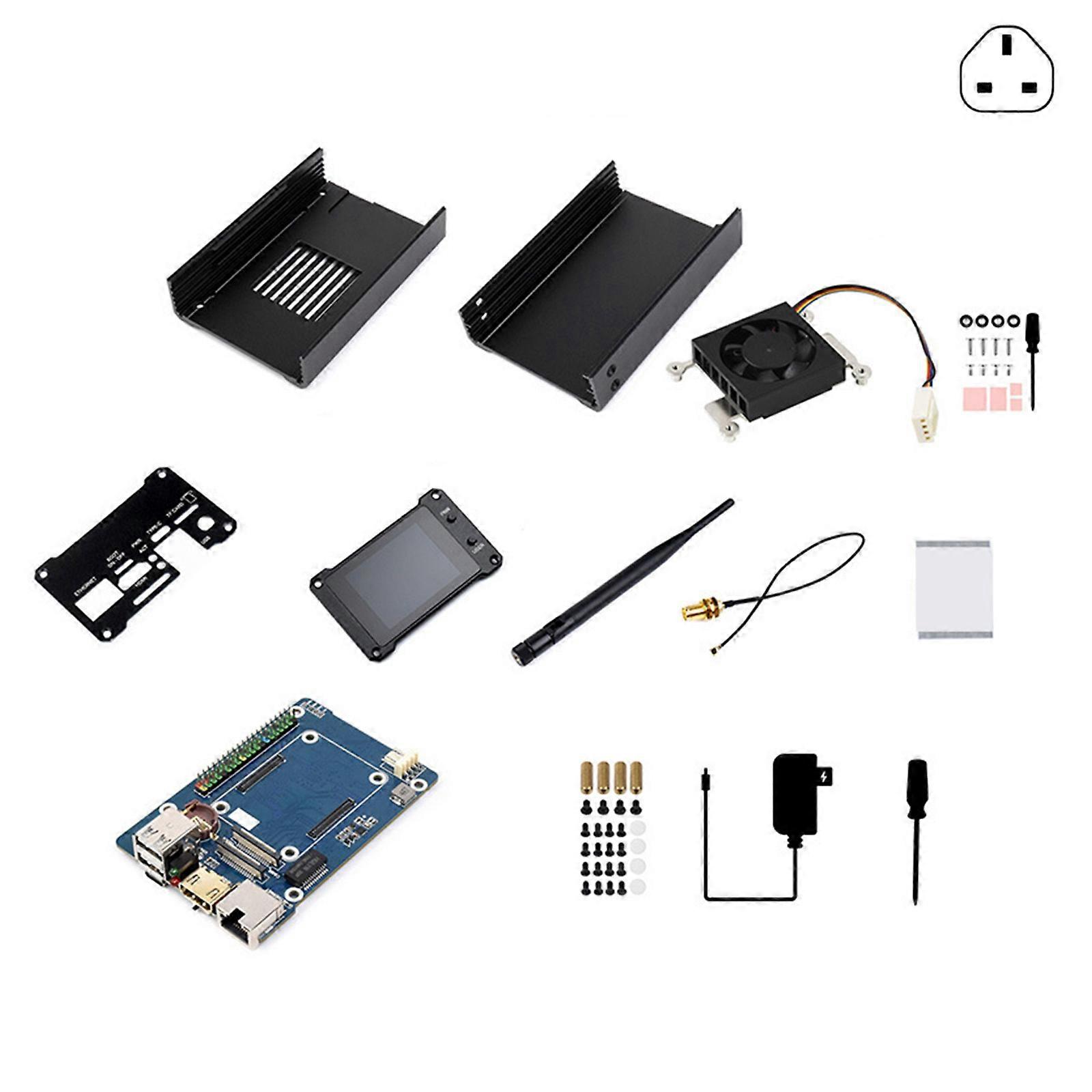For RPi Compute Module 4 NAS Host All in One Aluminum Enclosure Installation with Double SATA Slot 2 Inch LCD Display Multicolor