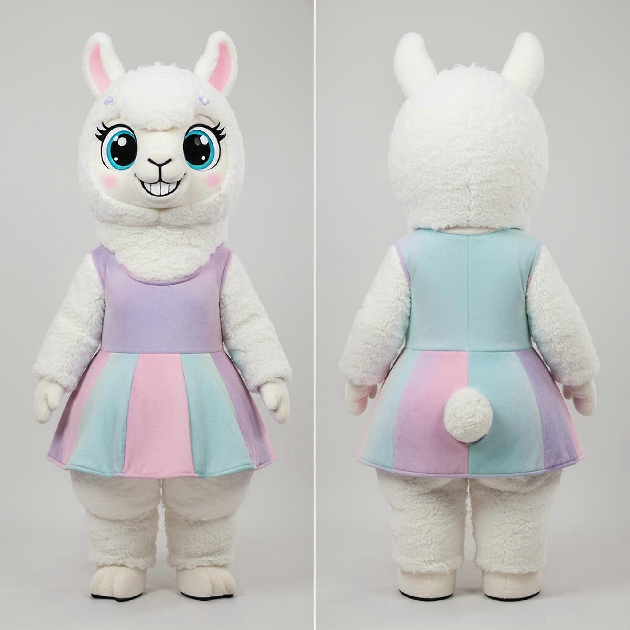 MASTICOT Fluffy White Alpaca Mascot