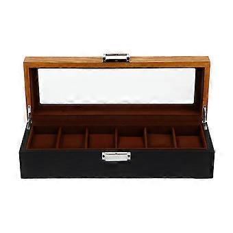 Retro Wooden Watch Display Box for Watches with 6 Slots Storage Case
