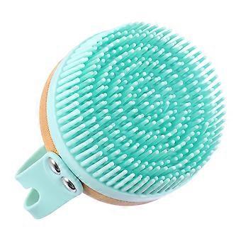Silicone Brush Bamboo Wood Baby Body Cleaning Brush for Bath 1Pcs