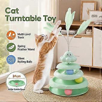 Cat Track Toy - Multi Level Ball Tower Encourages Quiet Indoor Chasing and Play nte